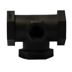 1/2" FPT Poly Tee with 1/4" FPT Gauge Port 
