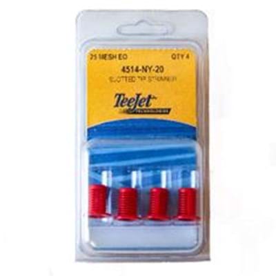 TeeJet Nylon Slotted Tip Strainer - 25 Mesh, Red 4 Pack