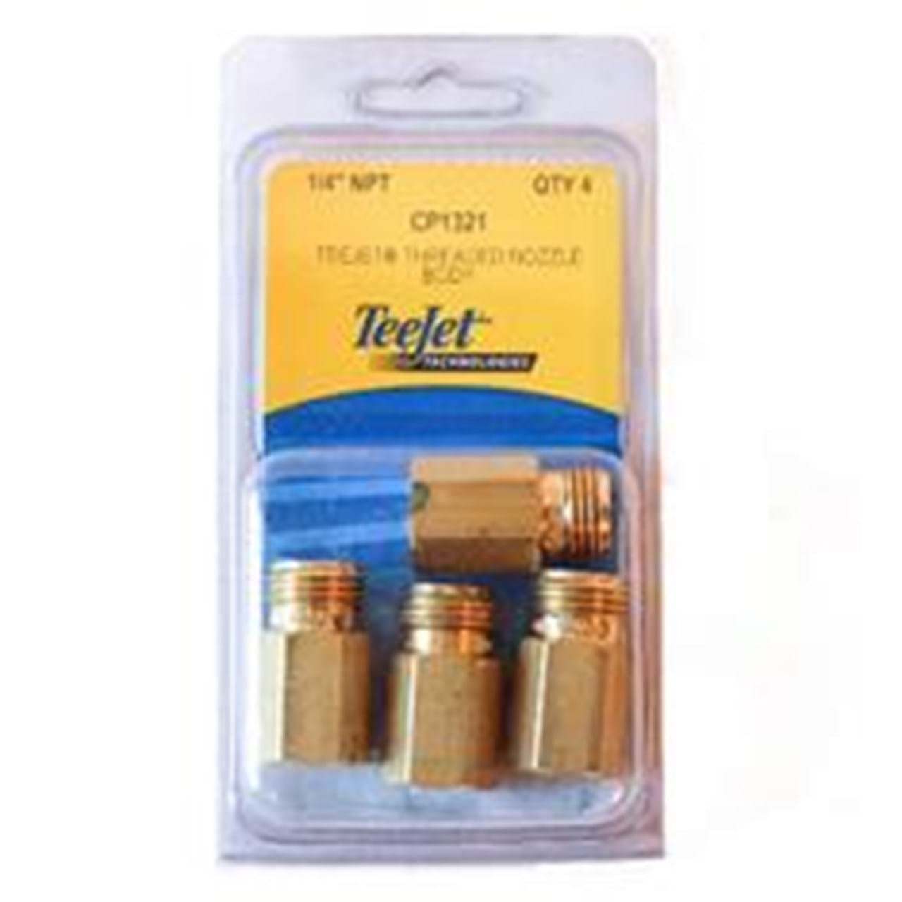 TeeJet 1/4T Nozzle Body 1/4"FPT X 11/16" MNPT 4 Pack